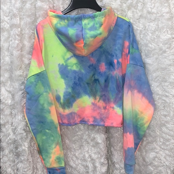 Neon Rainbow tie-dye cropped hoodie - Picture 2 of 2